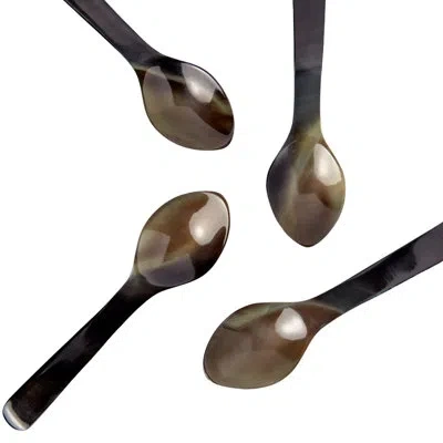 Be Home Horn Teaspoons, Set Of 4 In Black