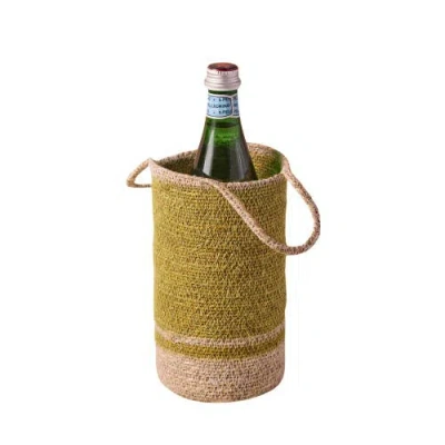 Be Home Hydra Woven Seagrass Bottle Holder In Green