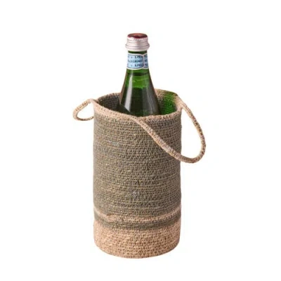 Be Home Hydra Woven Seagrass Bottle Holder In Green