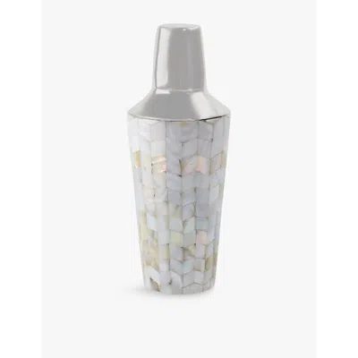Be Home Iridescent Shell Cocktail Shaker 25cm In White Pink