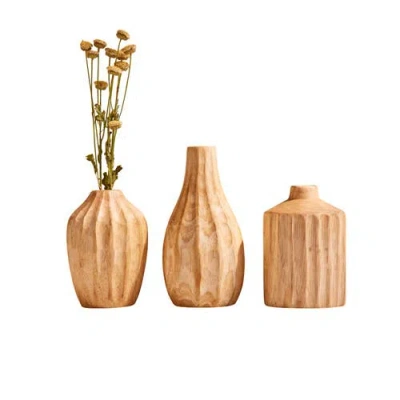 Be Home Kiln Mango Carved Mini Vases In Orange