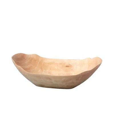 Be Home Kiln Mango Wood Petal Bowl, Large In Cream