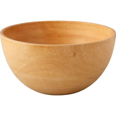 Be Home Kiln Mango  Wood Salad Bowl In Orange