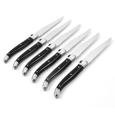 Be Home Laguiole 6 Piece Steak Knife Set, Platine In Black