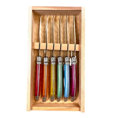 Be Home Laguiole 6 Piece Steak Knife Set, Platine Rainbow In Sand