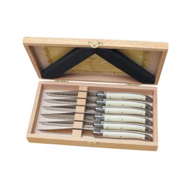 Be Home Laguiole 6 Piece Steak Knife Set In White