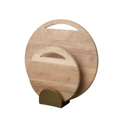 Be Home Leo Round Boards And Stand Set In Brown