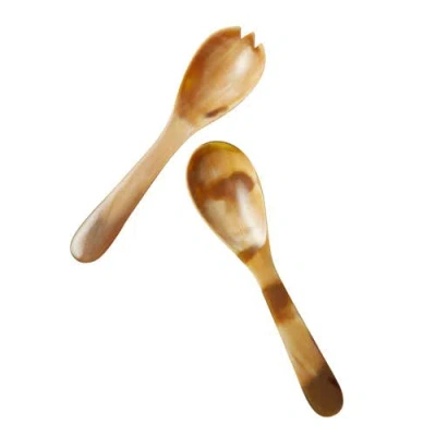 Be Home Light Horn Serving Set In Brown