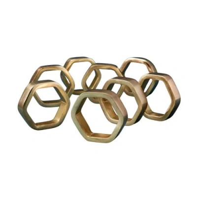 Be Home Luxe Hexagon Napkin Ring, Set Of 8 In Gold