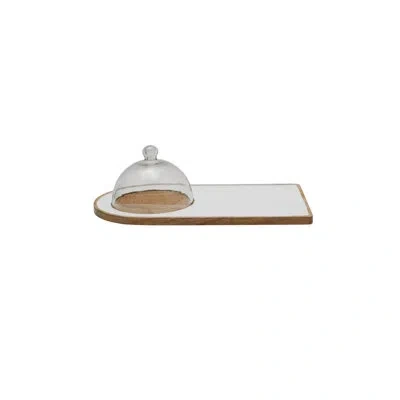 Be Home Madras Classic Cheese Cloche In White;brown