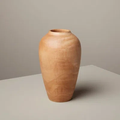 Be Home Mango Wood Classic Vase In Beige