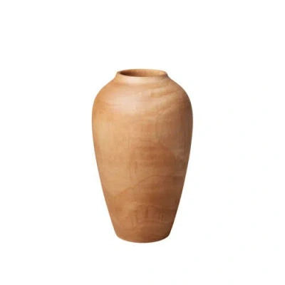 Be Home Mango Wood Classic Vase In Orange