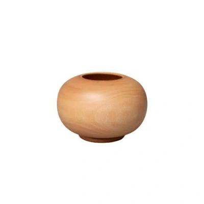 Be Home Mango Wood Round Vase In Orange