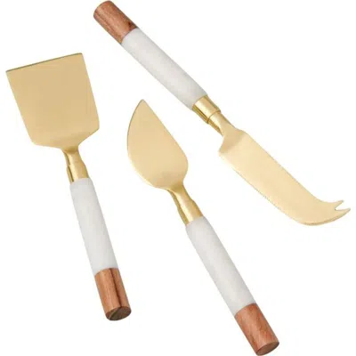 Be Home Marble & Acacia Gold Cheese Set In White