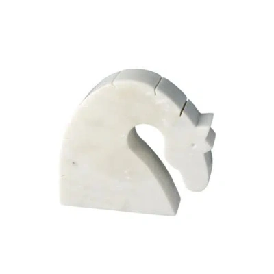 Be Home Marble Horse In White