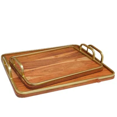 Be Home Mariposa Tray, Set Of 2 In Beige