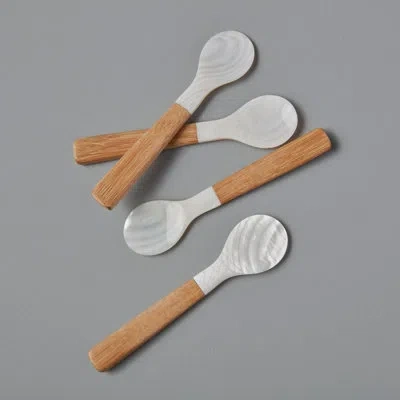 Be Home Medium Shell & Bamboo Spoons, Set Of 4