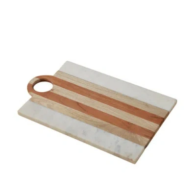 Be Home Moa Marble & Wood Rectangular Board In Gray