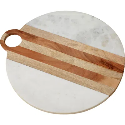 Be Home Moa Marble & Wood Round Board In Gray