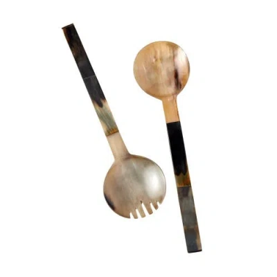 Be Home Mosaic Horn Oversized Serving Set In Brown