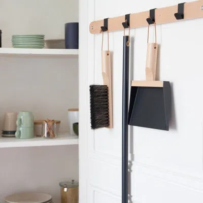 Be Home "mr & Mrs Clynk" Black Hand Brush, Dustpan And Wall Hooks