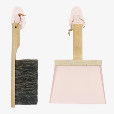 Be Home "mr & Mrs Clynk" Light Pink Hand Brush, Dustpan And Wall Hooks