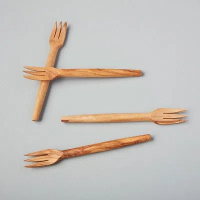 Be Home Olive Wood Cocktail Forks, Set Of 4