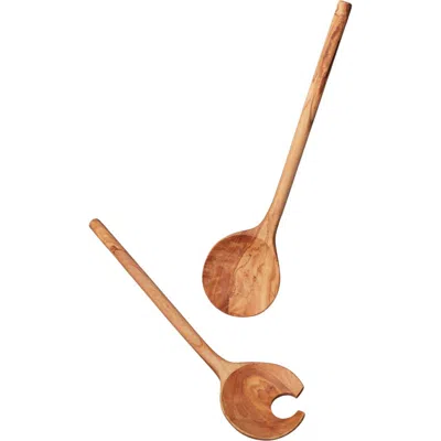 Be Home Olive Wood Crescent Serving Set In Green