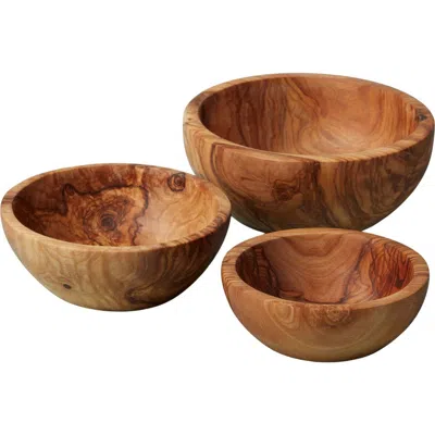 Be Home Olive Wood Nesting Bowls In Green