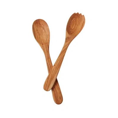 Be Home Olive Wood Serving Set In Green