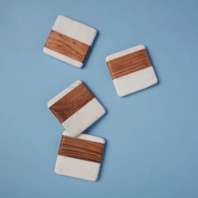 Be Home Pavia Square Coasters, Set Of 4 In White