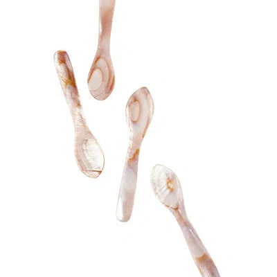 Be Home Pink & Brown Large Seashell Spoons, Set Of 4