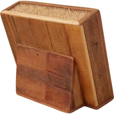 Be Home Reclaimed Wood Angled Rectangular Knife Block In Brown