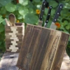 Be Home Reclaimed Wood Angled Rectangular Knife Block In Brown