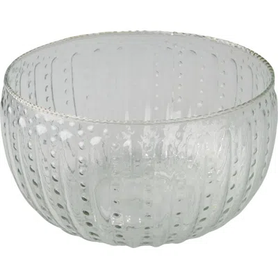 Be Home Ruffle Glass Lines Large Bowl In Transparent