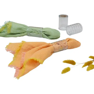 Be Home Ruffle Glass Napkin Rings In Transparent