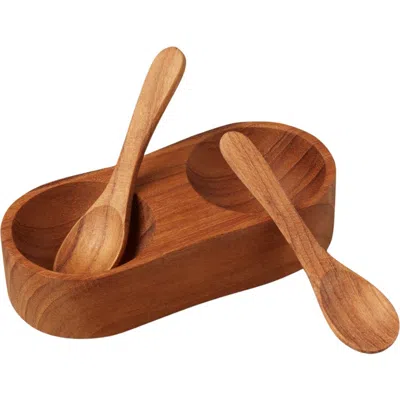 Be Home Salt & Pepper Cellar With Spoons In Brown