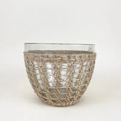 Be Home Seagrass Cage Lrg Bowl In Clear