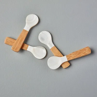 Be Home Seashell & Bamboo Spoons Small, Set Of 4
