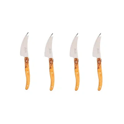 Be Home Set Of 4 Laguiole Pronged Knife, Olive Wood