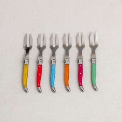 Be Home Set Of 6 Laguiole Rainbow Mini Cheese Forks