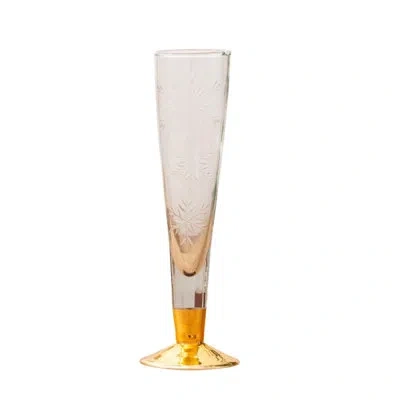 Be Home Snowflake Flute With Gold Foot In Clear;gold