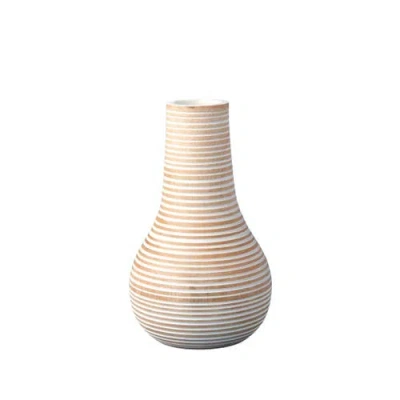 Be Home Striped Kiln Wood Bulb Vase In White