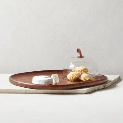 Be Home Talo Acacia Cheese Cloche, Walnut In Clear