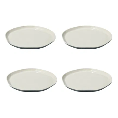 Be Home Tam Stoneware Flat Dinner Plate In White