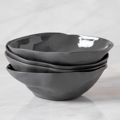 Be Home Tam Stoneware Side Bowl, Slate, Set Of 4 In Grey