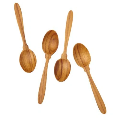 Be Home Teak Coffee Spoons In Brown