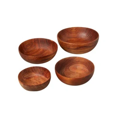 Be Home Teak Nesting Bowls In Brown