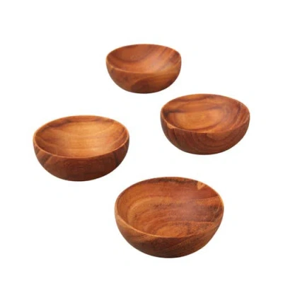 Be Home Teak Pinch Bowls In Brown