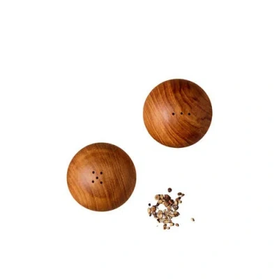 Be Home Teak Salt & Pepper Shaker Set In Brown